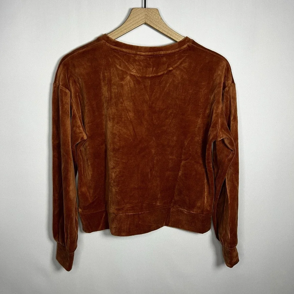 Cat & Jack Shirt Girls Sz XL Rust Orange Velvet Boat Neck Long Sleeve Blouse Top
